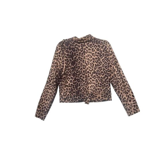 Azi Leopard Print Moto Jacket with Silver Hardware - Picture 7 of 16